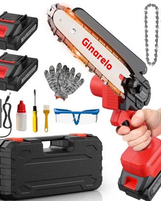 Motosega mini elettrica 800W 2 batterie Rosso