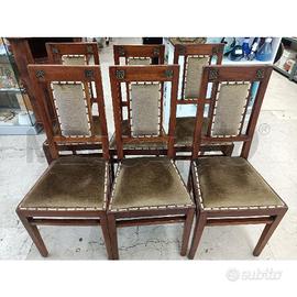 SEDIE PZ. 6 SEDUTA VELLUTO VERDE