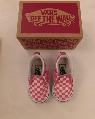 Scarpe Vans bambina slip-on scacchi rosa bianco