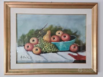 Dipinto olio su tela natura morta con frutta
