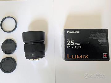 Obiettivo Panasonic 25 mm f1.7 APSH Lumix G MFT