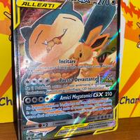Carta rara Pokemon Eevee E Snorlax GX SM169 Promo