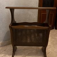 Portariviste vintage in legno e paglia anni ‘60