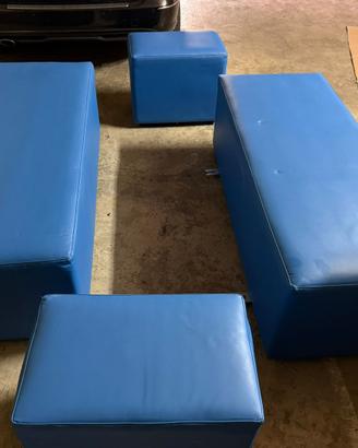 Set di Pouf o divanetti in pelle blu
