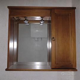 Mobile bagno con specchio e pensile in legno