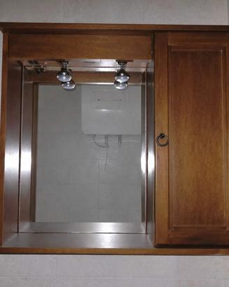 Mobile bagno con specchio e pensile in legno