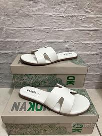 Ciabatte Donna Vera Pelle Bianca estive 39