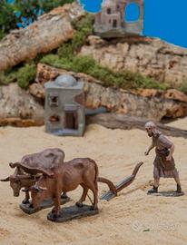 Del Prado Presepe Agricoltore con buoi e aratro 
