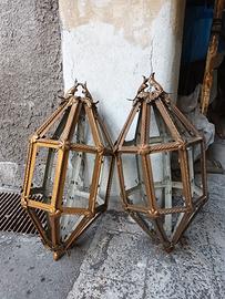 Antica Coppia Di Lanterne In Ferro  da Chiesa . Ar