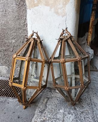 Antica Coppia Di Lanterne In Ferro  da Chiesa . Ar