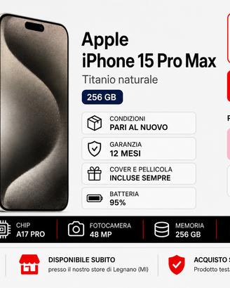 Apple iPhone 15 Pro Max Titanio Naturale 256 GB