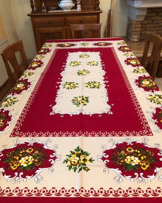 Copritavolo borgogna e beige stampa a fiori