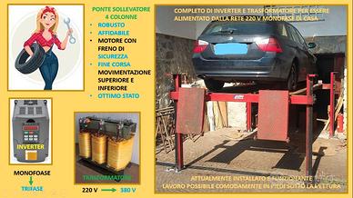 PONTE SOLLEVATORE AUTO A 4 COLONNE 220 V e 380 V