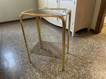 Tavolino in vetro e metallo dorato