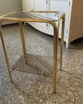 Tavolino in vetro e metallo dorato