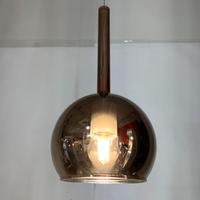 Lampadario metallo/vetro sfera specchiato rame