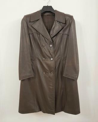Cappotto doppiopetto in pelle, donna
