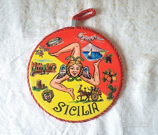 Targa targhetta formina cm. 17 ceramica Trinacria