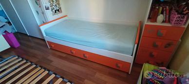 letto singolo con 2 cassetti contenitore