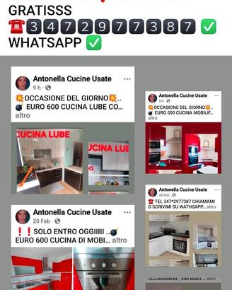 CUCINE USATE GARANTITE CON TRASPORTO GRATIS SU ROM