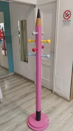 Appendiabiti matita rosa 175cm legno 8 ganci  