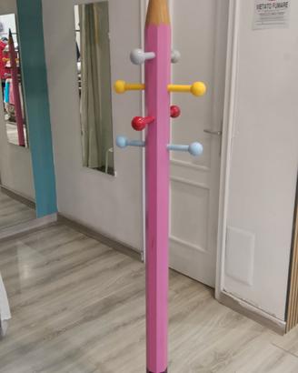 Appendiabiti matita rosa 175cm legno 8 ganci  