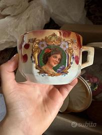 Coppia tazze colazione d'epoca Richard Ginori con 