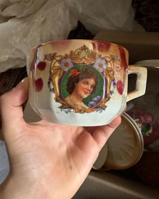 Coppia tazze colazione d'epoca Richard Ginori con 