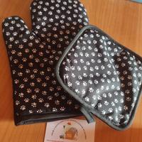 guanto da cucina e presina tema gatto