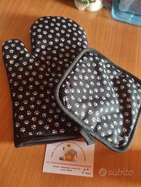 guanto da cucina e presina tema gatto