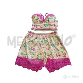 PIGIAMA D TWIN-SET SALMONE FLOREALE BRD PIZZO FUCS