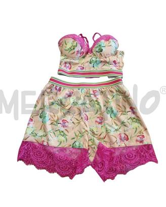 PIGIAMA D TWIN-SET SALMONE FLOREALE BRD PIZZO FUCS