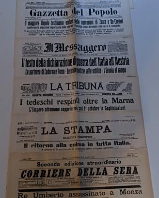 7 prime pagine di giornali storici italiani