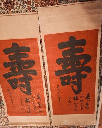 Coppia Rotoli Calligrafici Cinesi 