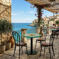 TAVOLINO IN PIETRA LAVICA Ø 80 CON BASE IN ITALIA