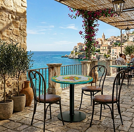 TAVOLINO IN PIETRA LAVICA Ø 80 CON BASE IN ITALIA