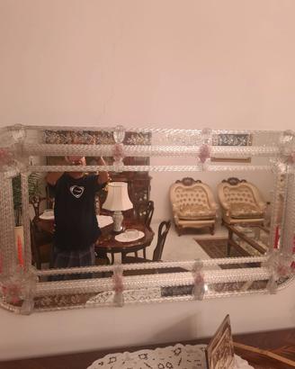 Specchiera da parete vetro di Murano salone realiz