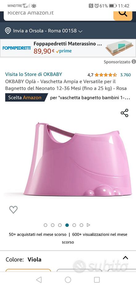 OKBABY Oplà - Vaschetta Ampia e Versatile per il Bagnetto del Neonato 12-36  Mesi