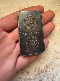 Lingotto argento puro 999 Mario Villa 100 gr