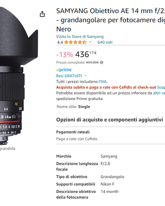 SAMYANG AE 14 mm f/2.8 ED IF UMC Aspherical