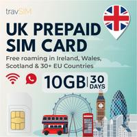 Scheda Viaggio travSIM Scheda SIM UK 10 GB 30 gg