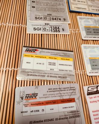 certificati di omologazione terminali moto