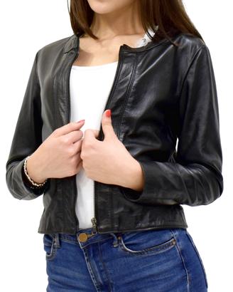 Giacca Coprispalle Bolero Donna Vera Pelle Nero