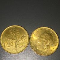 Due Pezzi di 20 Lire italiane anno 1969 e 1982