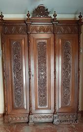 Armadio primi dell"800 intarsiato tre ante
