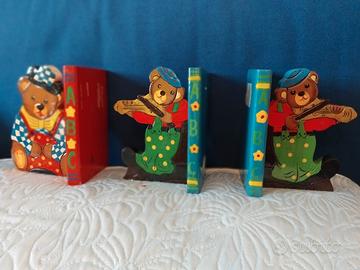 Ferma libri per bambini in legno