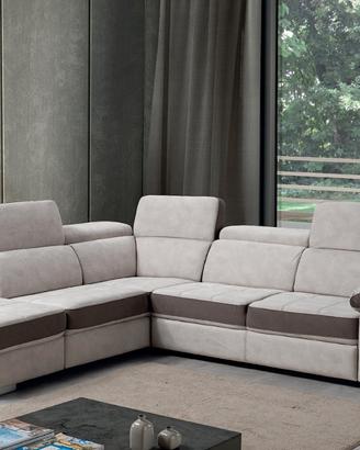 Divano angolare letto +poggiatesta+pouf contenitor