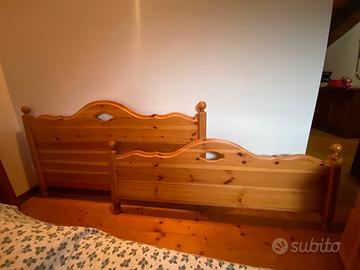 Letto matrimoniale alla francese in legno rustico