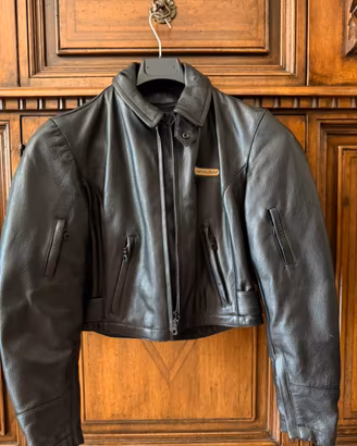 Giacca moto in vera pelle pieno fiore 100%