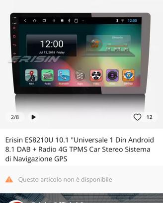 Erisin 1Din 8core 10,1" Android 8.1gps wi-fi 4G